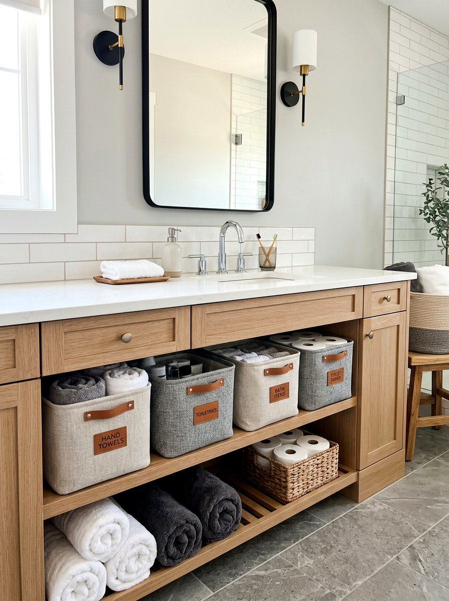 Fabric bins for soft items - 30 organizing under sink storage ideas