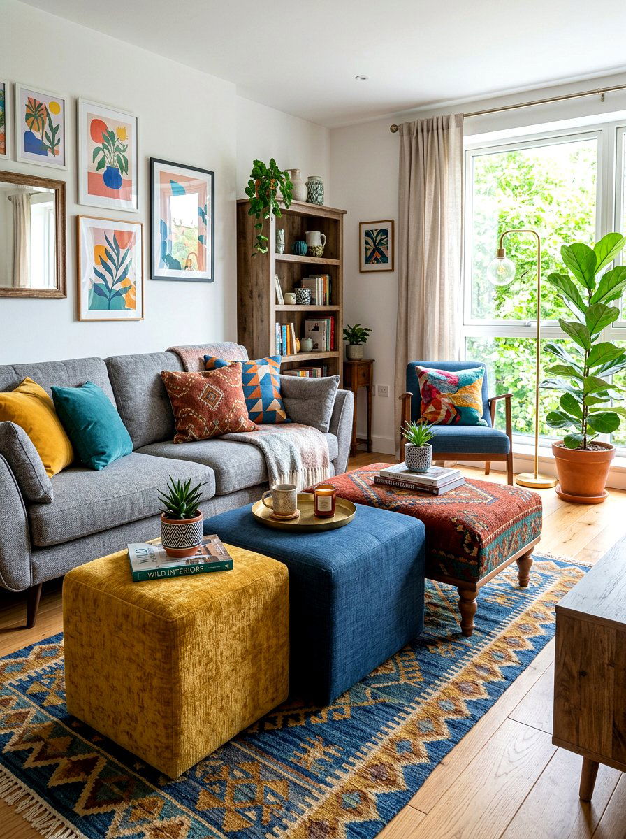 Fabric ottoman sets - 30 sound absorbing decor ideas