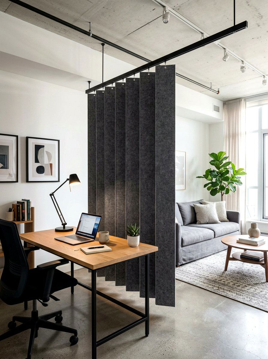 Fabric panel divider - 30 partial divider studio ideas
