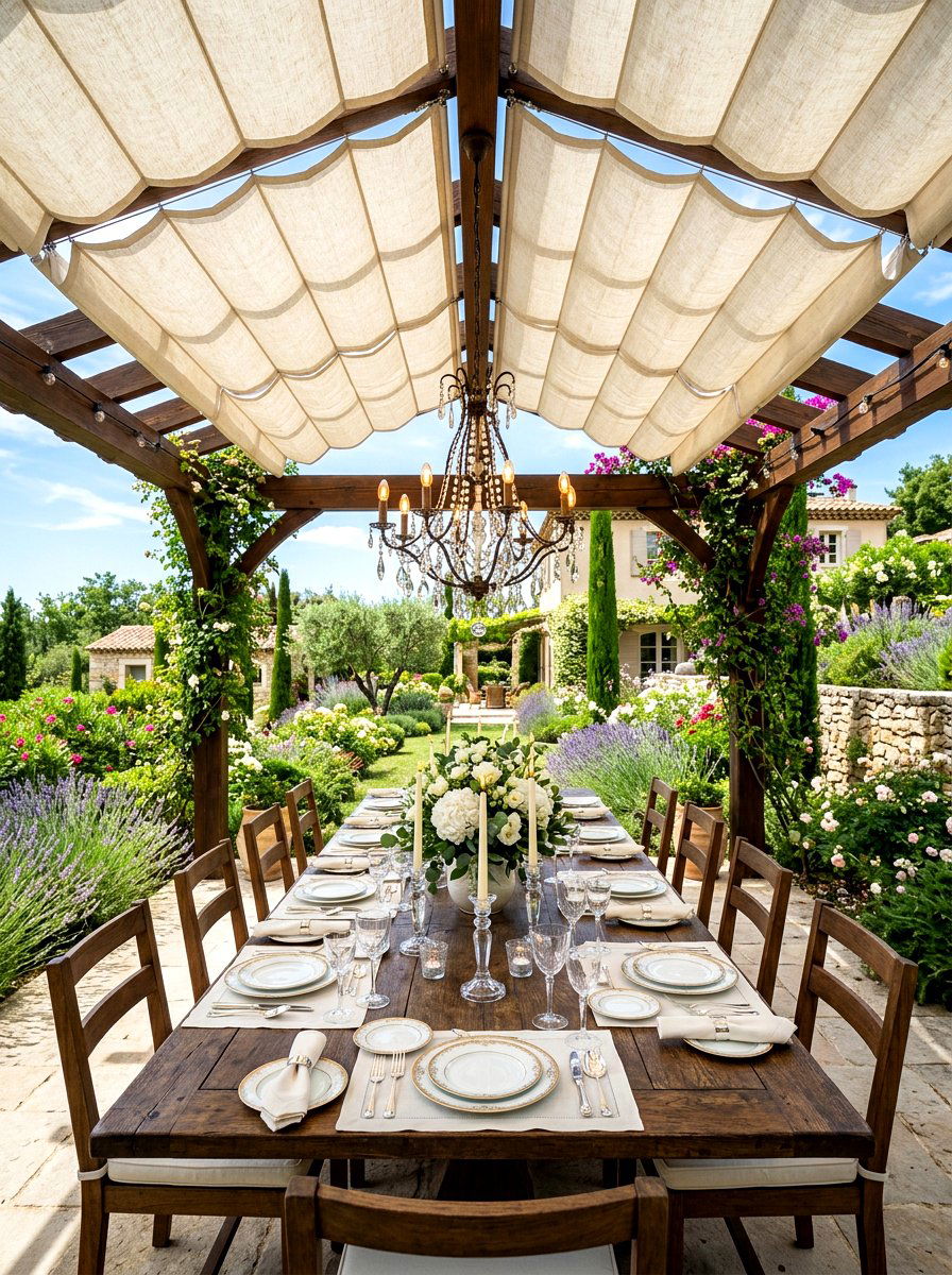 Fabric roman shade - 30 pergola roof ideas
