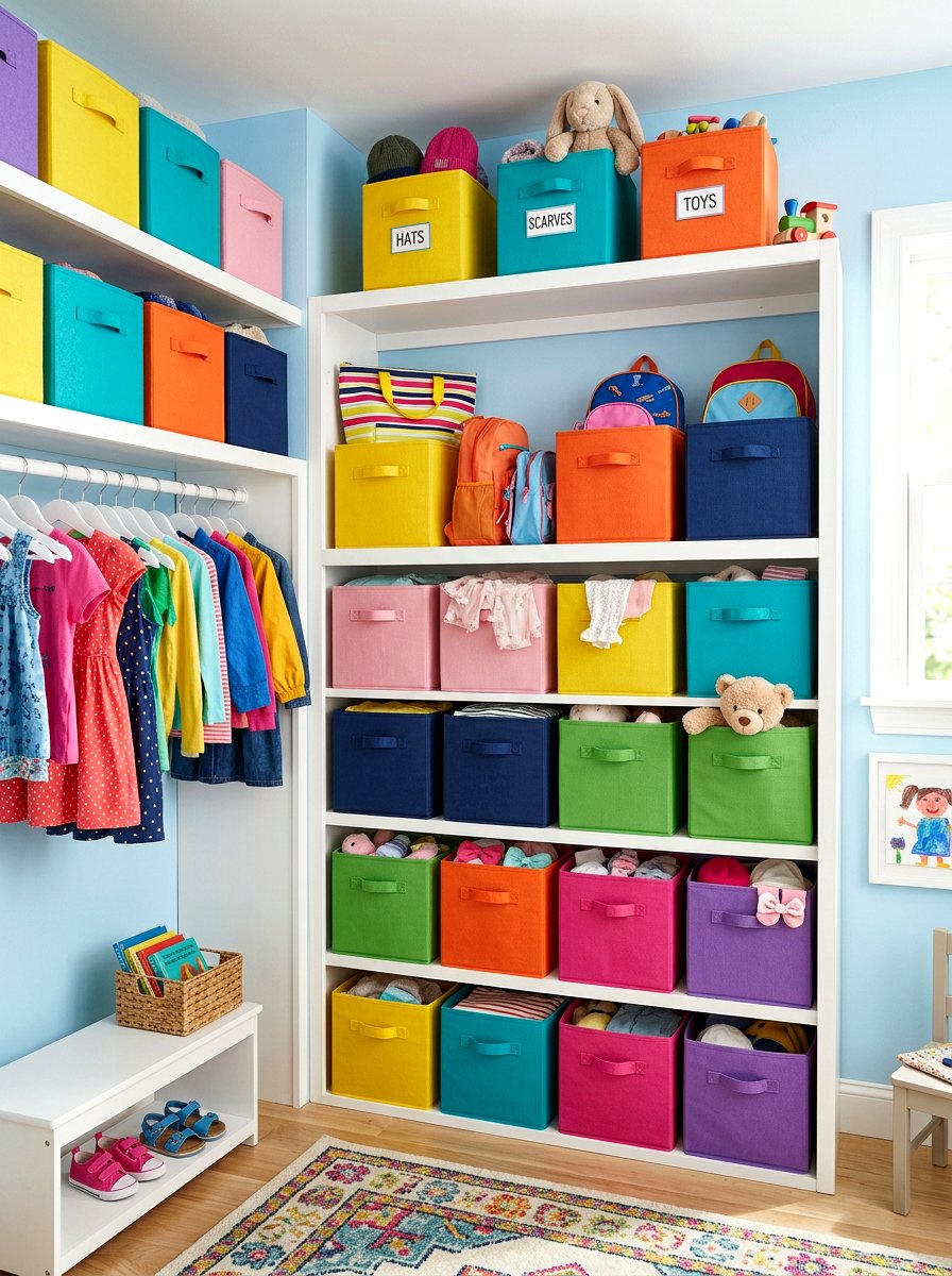 Fabric storage cube - 30 handbag storage ideas