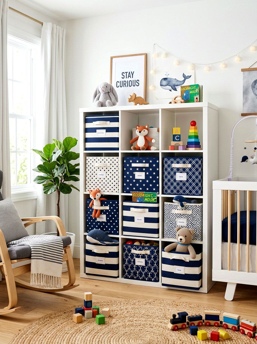 Fabric storage cube - 30 stuffed animal storage ideas