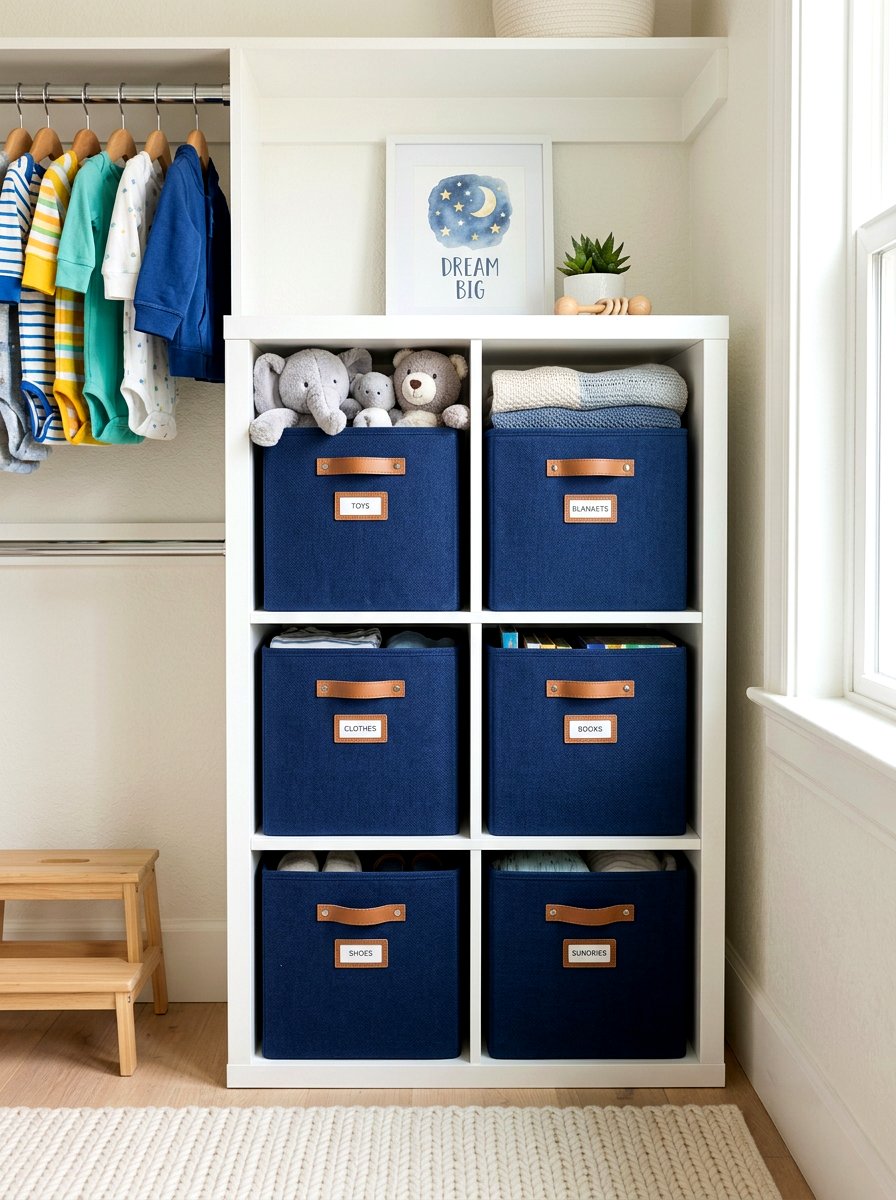 Fabric storage cubes - 30 organizing a coat closet ideas