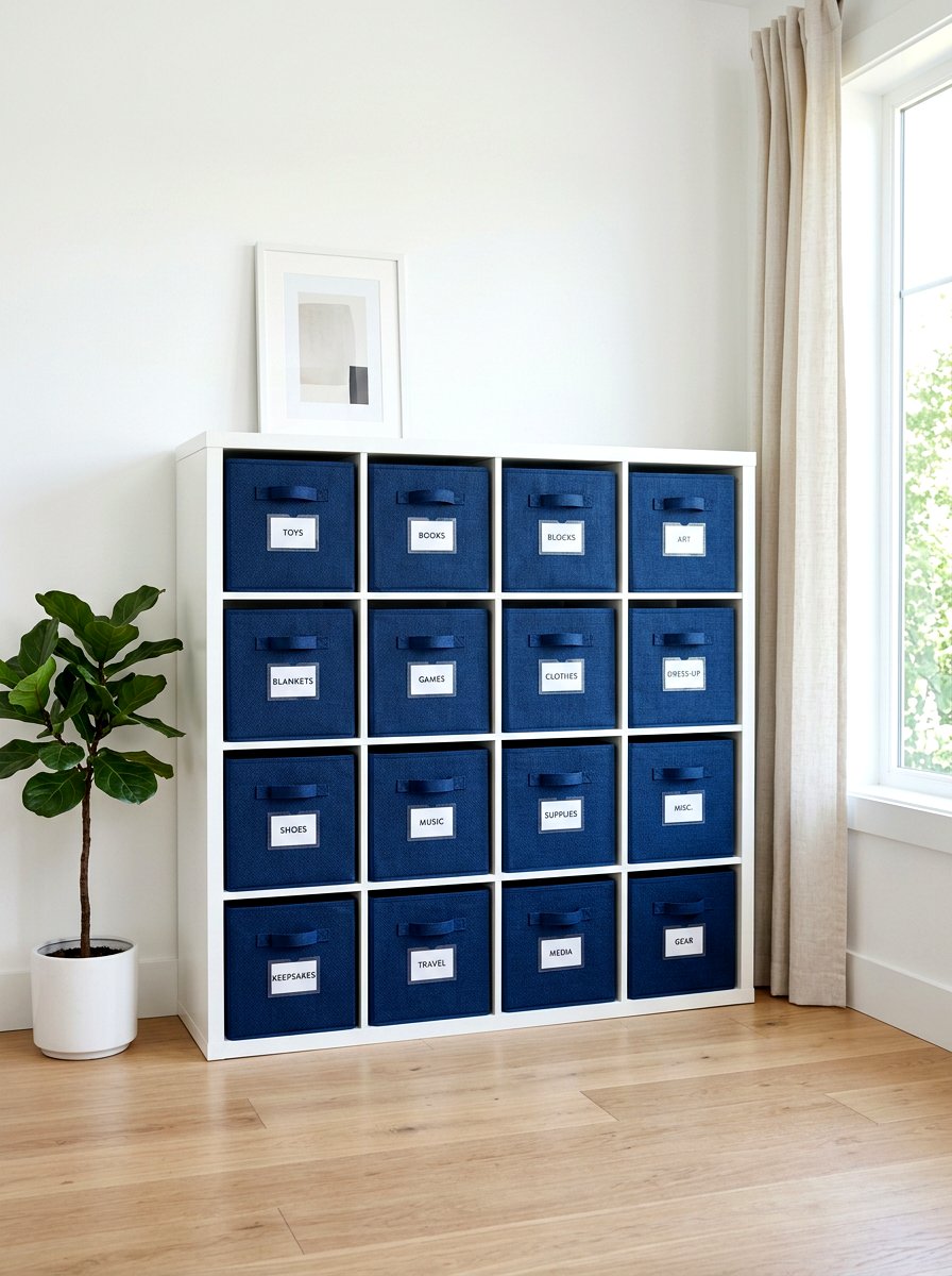 Fabric storage cubes - 30 bedding storage ideas
