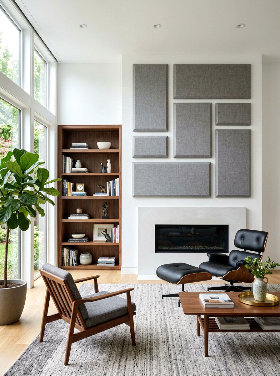 Fabric wrapped acoustic panels - 30 acoustic living room ideas