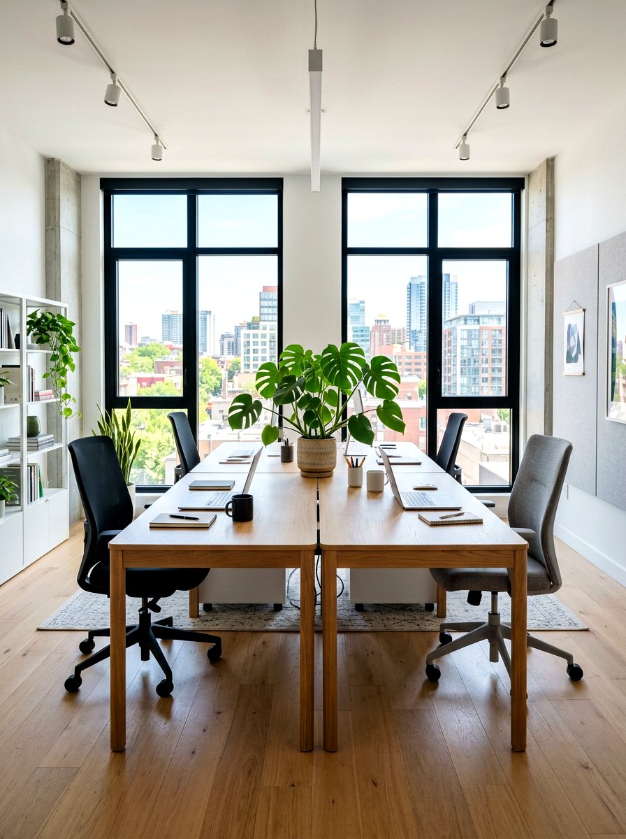 Face to face shared desk arrangement - 30 double desk office ideas