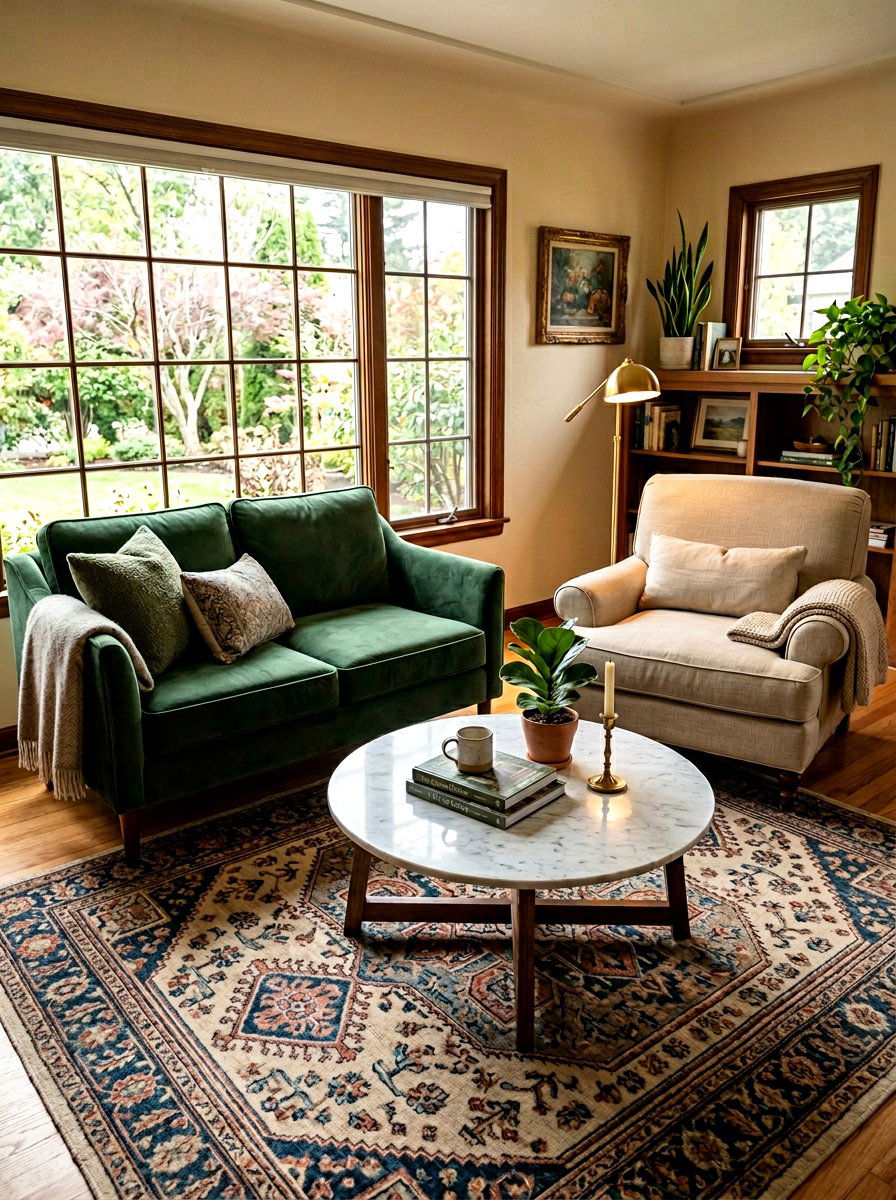 Facing Loveseat and Armchair Setup - 30 loveseat and chair layout ideas