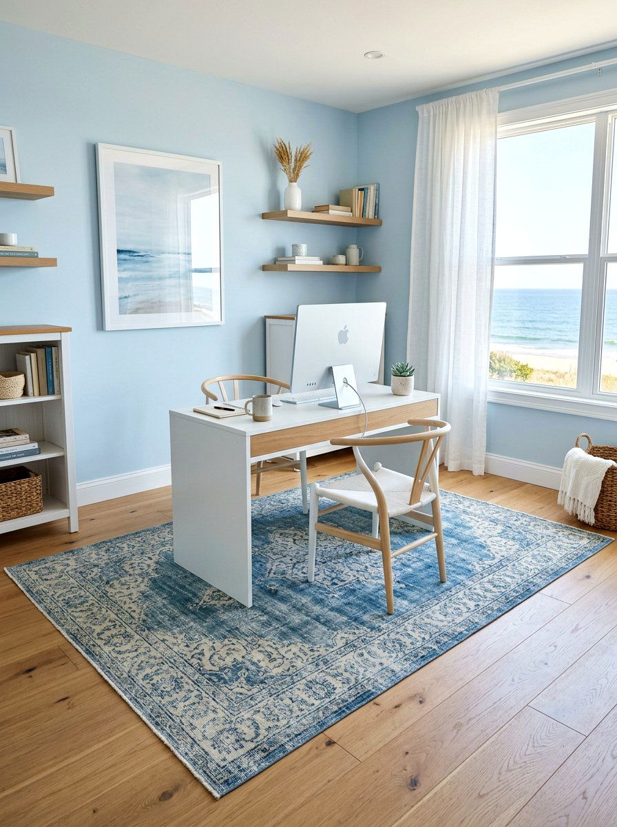 Faded Blue Office Rug - 30 office rug ideas