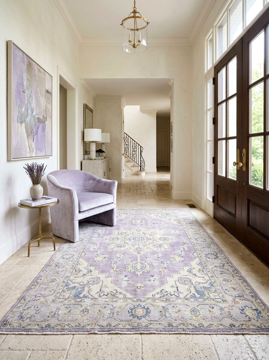 Faded Oushak Entryway - 30 antique rug foyer ideas