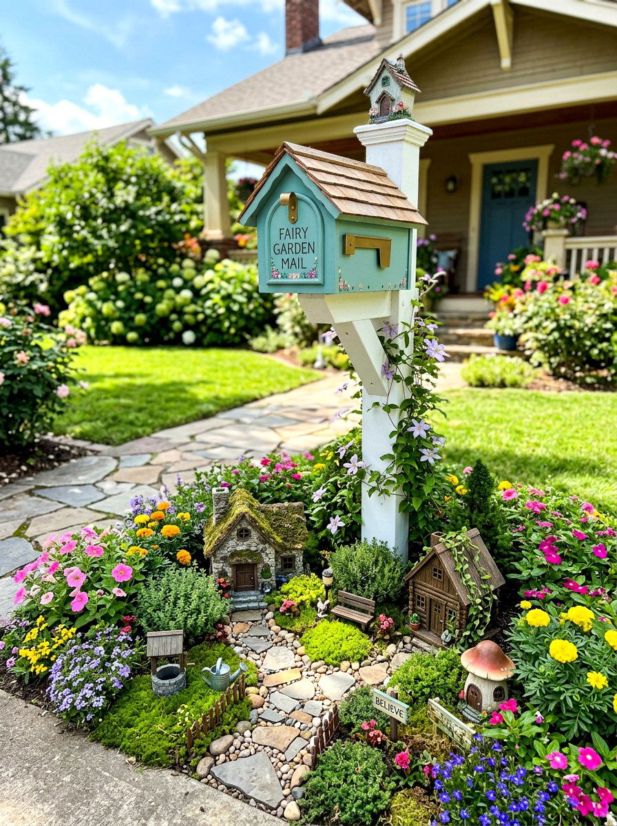 Fairy Garden Mailbox Bed - 30 mailbox flower bed ideas