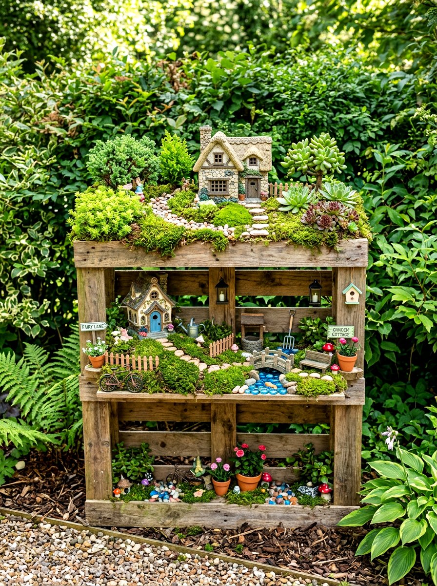 Fairy Garden Pallet - 30 pallet garden wall ideas