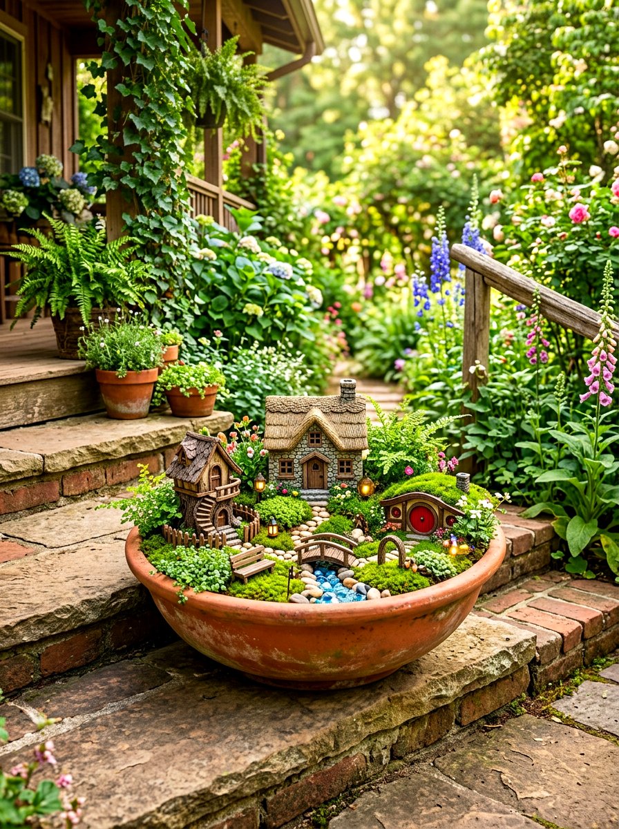 Fairy Garden Step Pot - 30 porch steps flower pot ideas