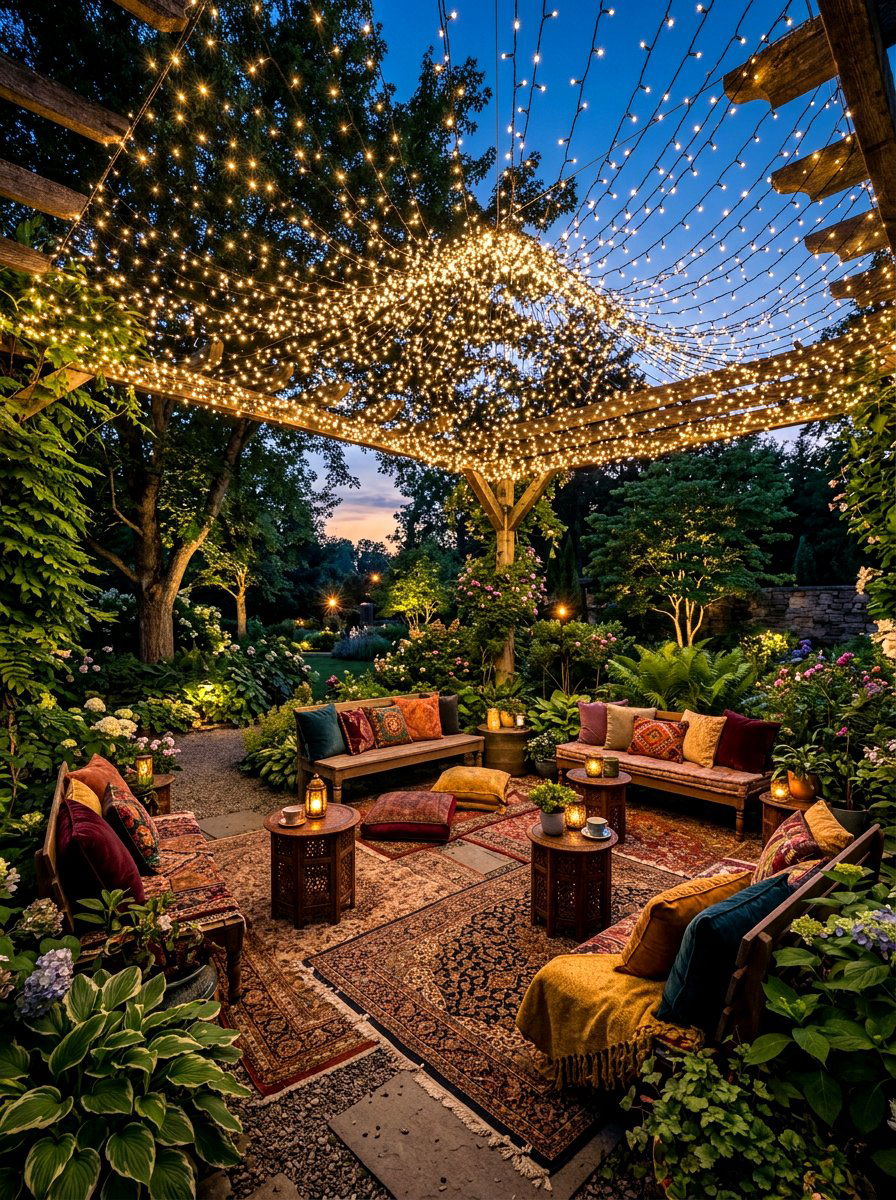 Fairy Light Canopy - 30 outdoor movie night ideas