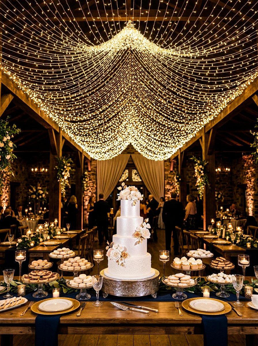 Fairy Light Canopy - 30 cake table decor ideas