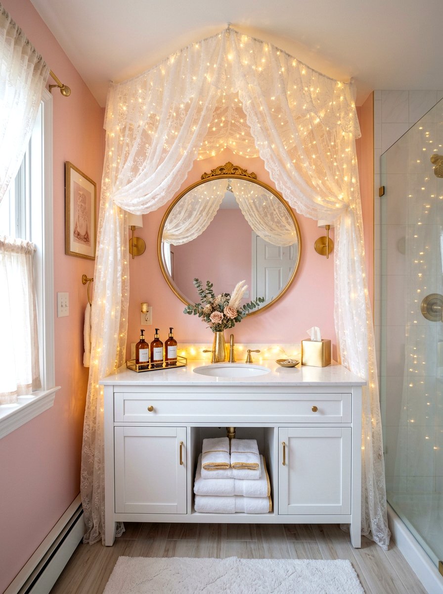 Fairy Light Canopy - 30 fairycore bathroom ideas