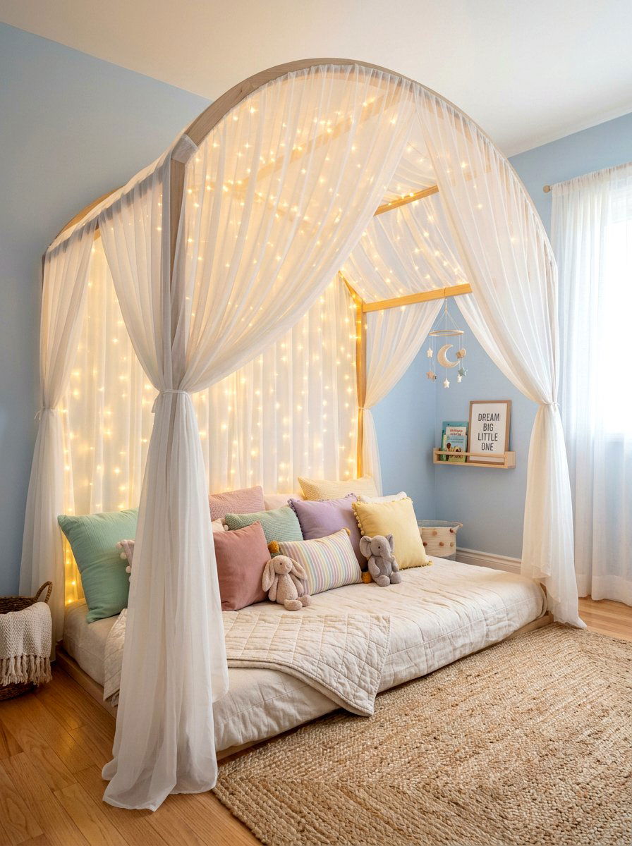Fairy Light Canopy - 30 kids reading den ideas