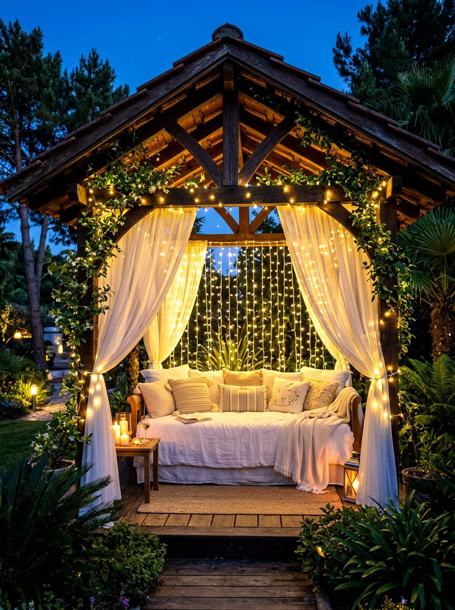 Fairy Light Curtain - 30 pavilion lighting ideas