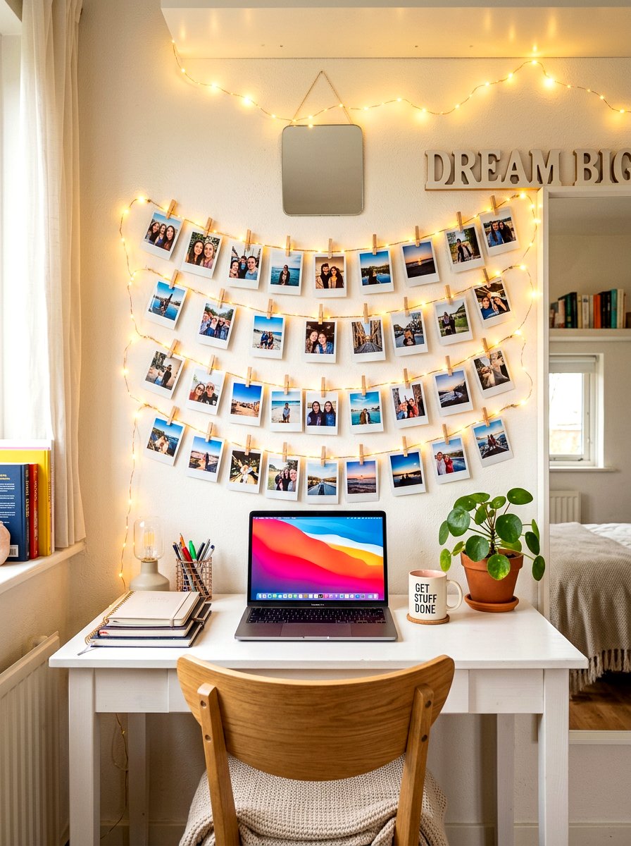 Fairy Light Decor - 30 kids desk wall ideas