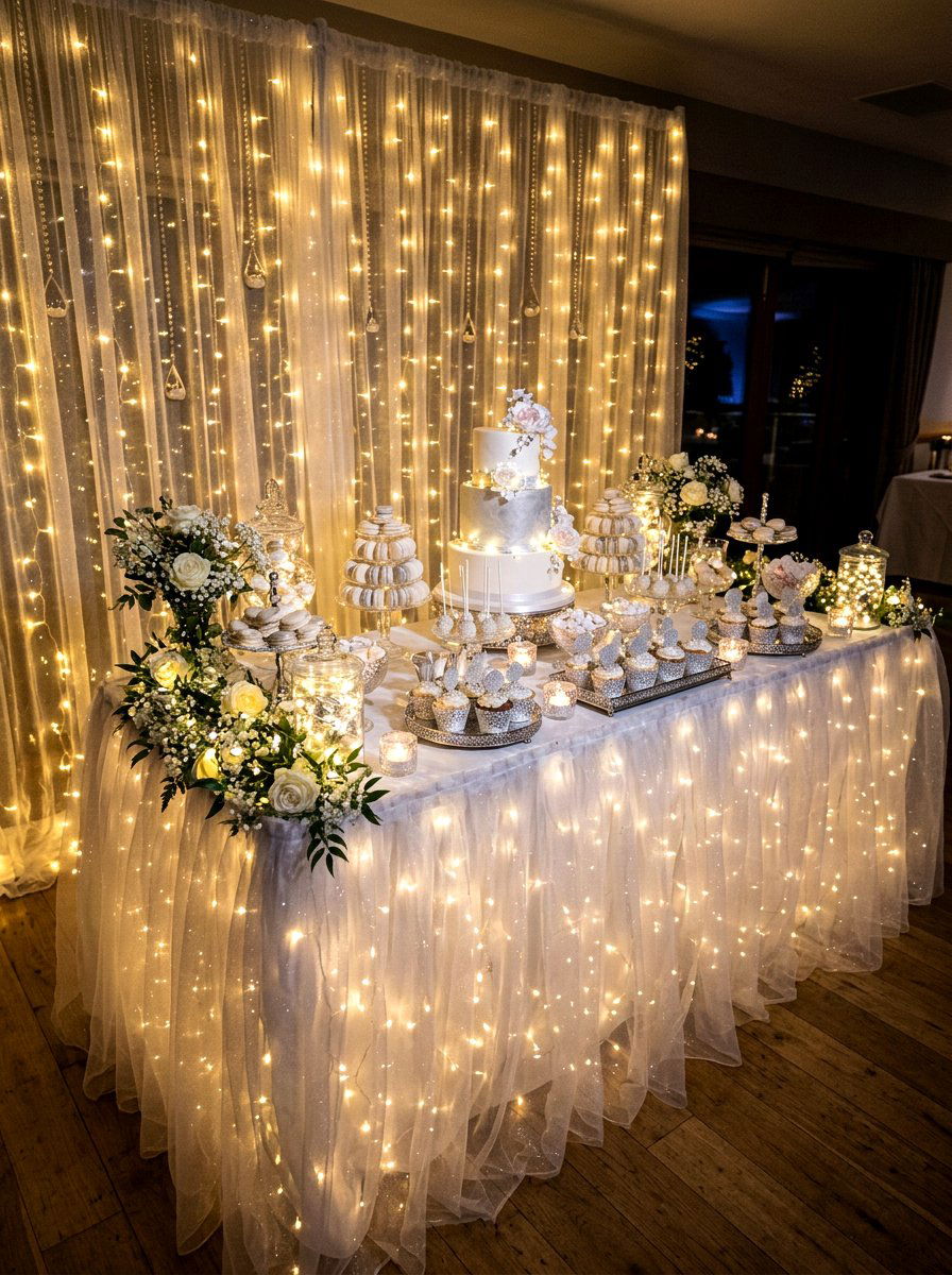 Fairy Light Dessert Table - 30 dessert table decor ideas