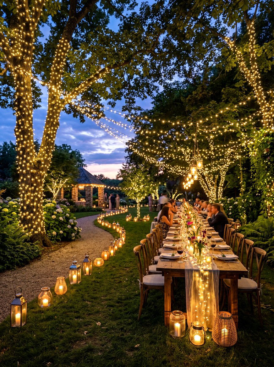 Fairy Light Garden - 30 garden tea party decor ideas