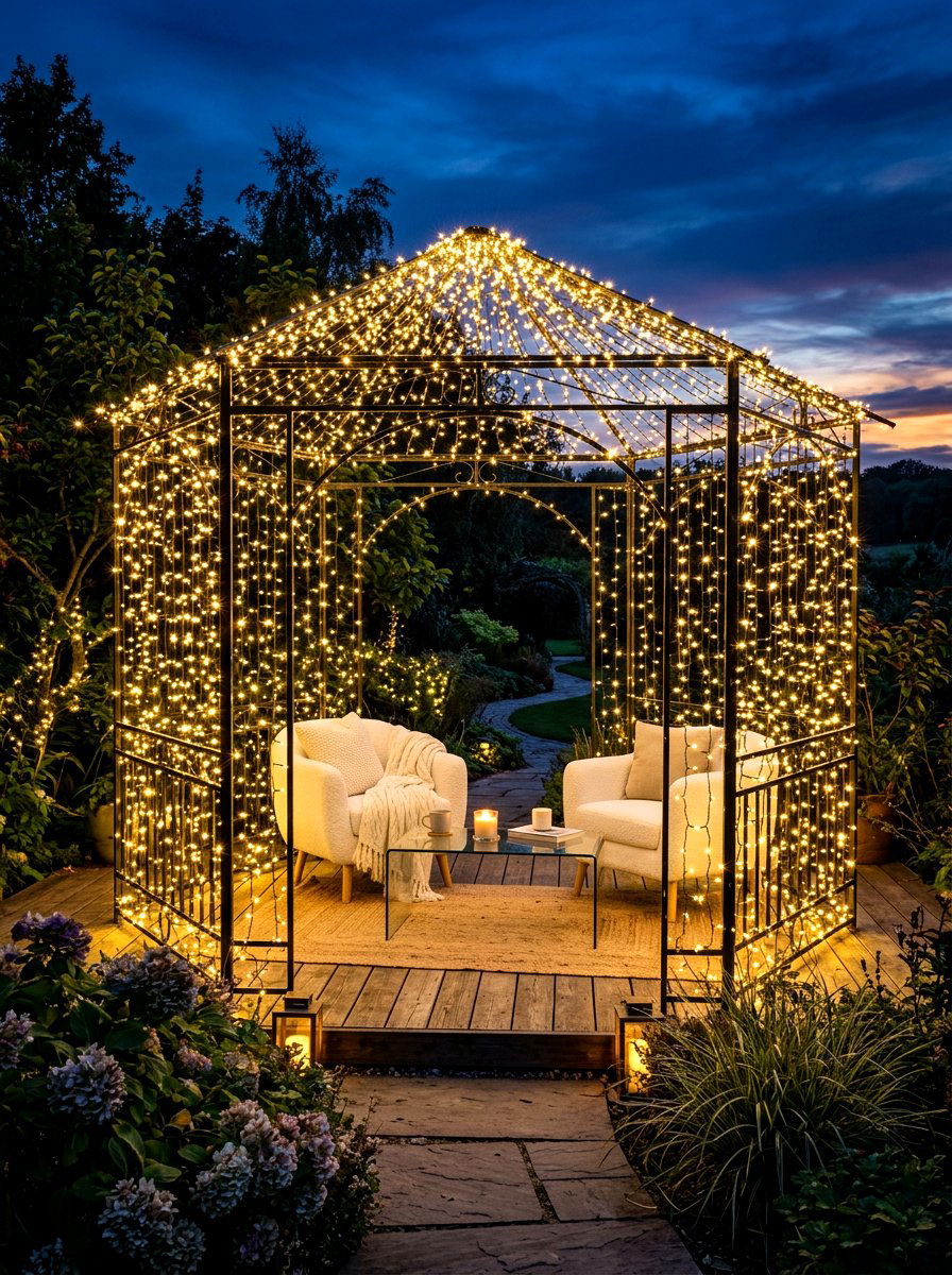 Fairy Light Gazebo - 30 cozy gazebo ideas