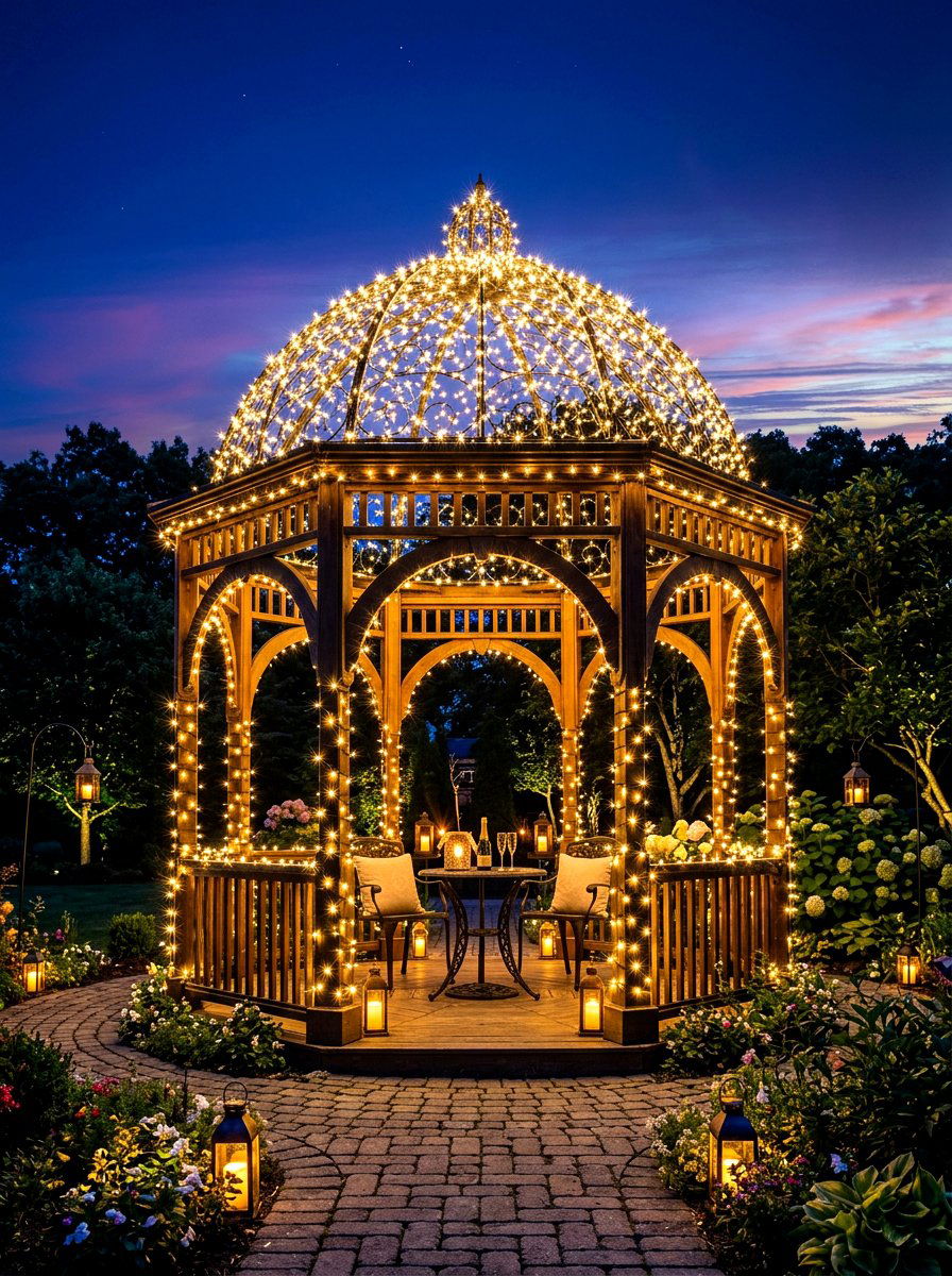 Fairy Light Gazebo - 30 backyard wedding gazebo ideas
