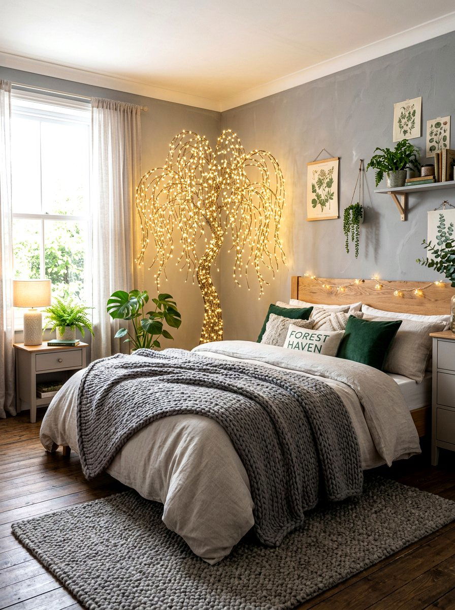Fairy Light Willow Tree - 30 storybook bedroom ideas