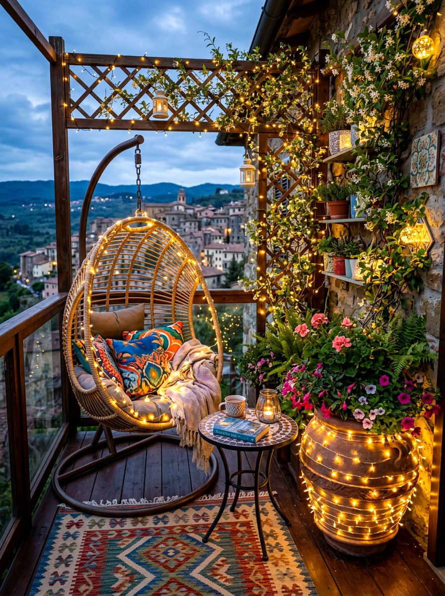 Fairy Lights For Balcony - 30 apartment patio lighting ideas
