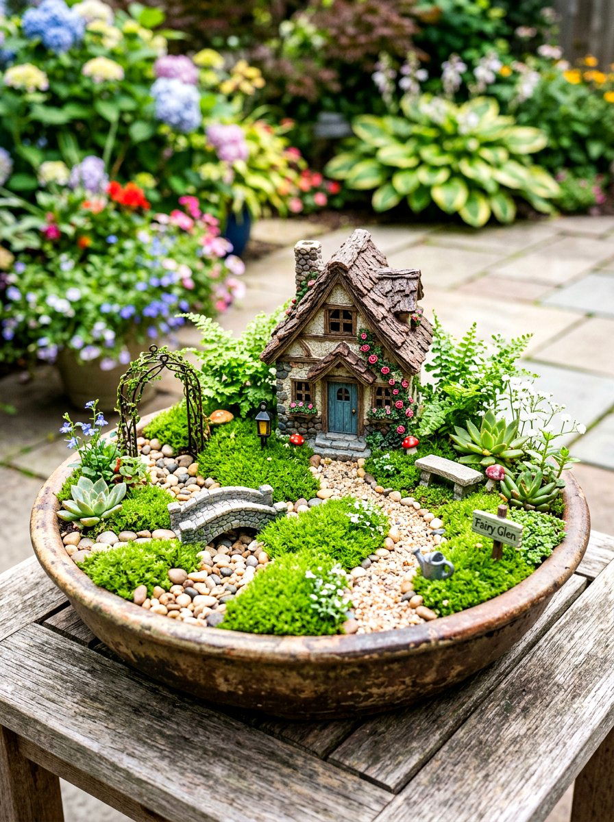 Fairy garden container - 30 garden planter ideas