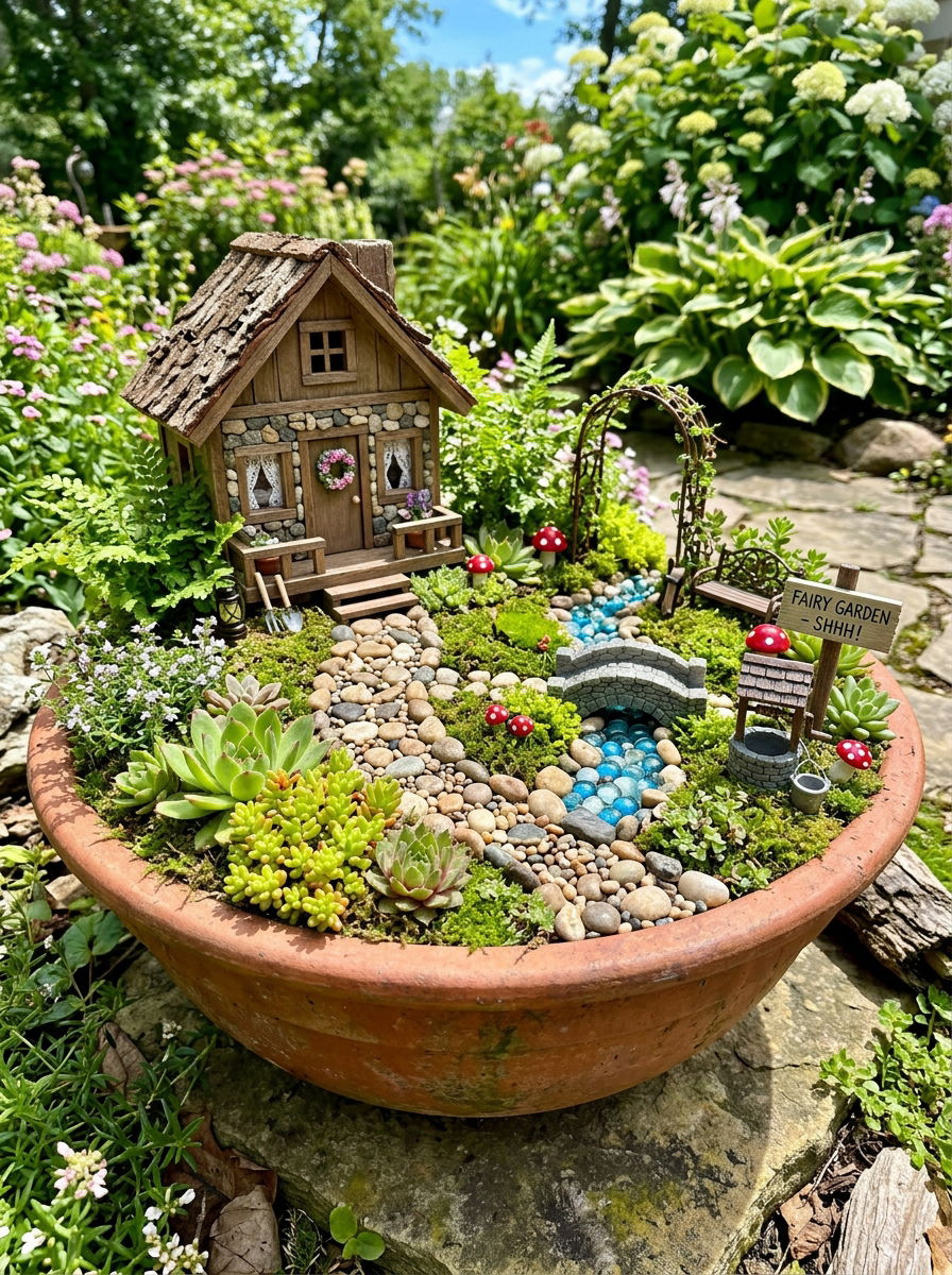Fairy garden in container - 30 urban garden ideas