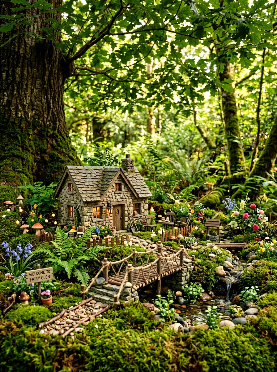 Fairy garden under tree canopy - 30 flower bed around tree ideas