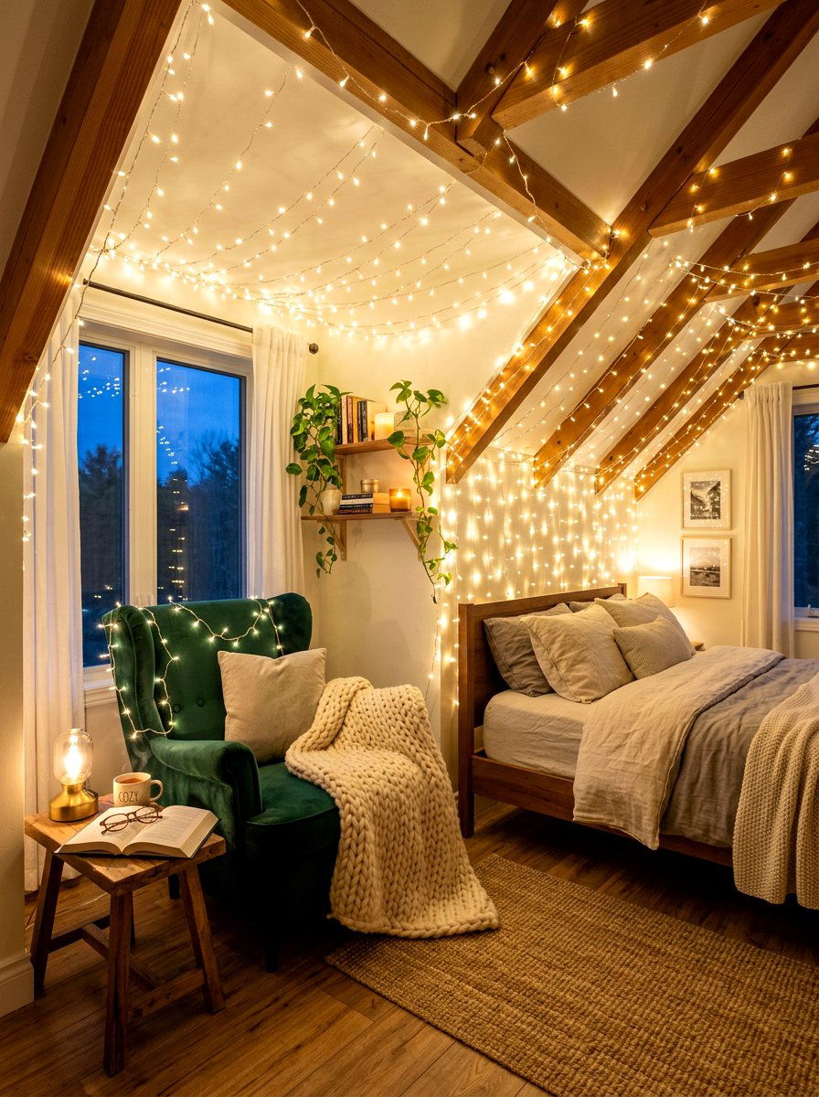 Fairy light bedroom - 30 soft girl room ideas