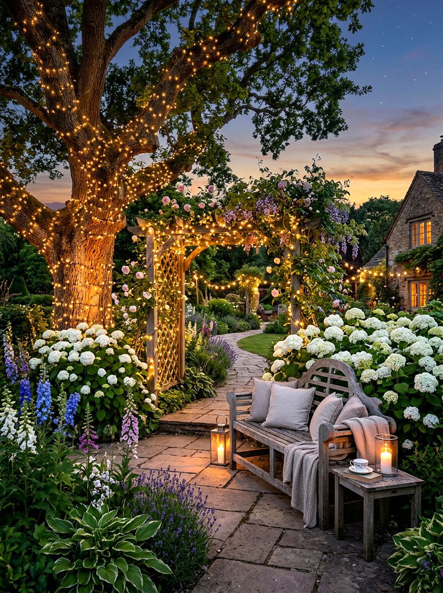 Fairy light patio - 30 twilight patio decor ideas