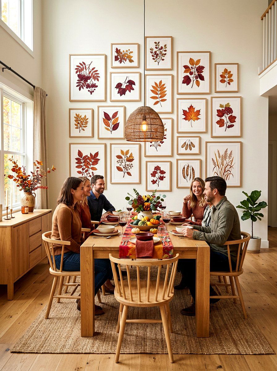 Fall Botanical Dining Prints - 30 oxblood fall dining room ideas