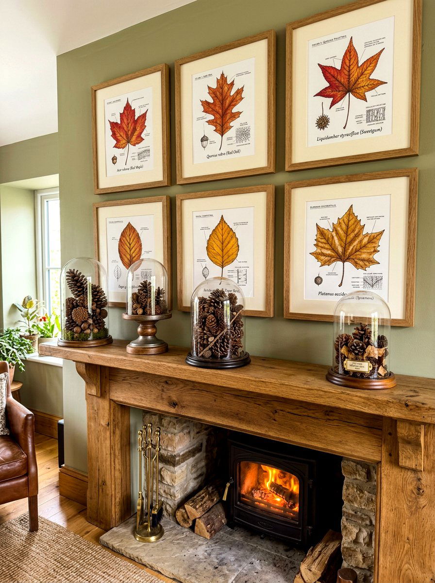 Fall Botanical Sketch Gallery - 30 fall mantel layering ideas