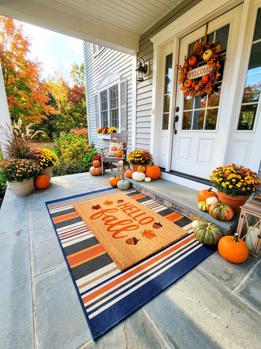 Fall Doormat Layering - 30 fall entryway decor ideas