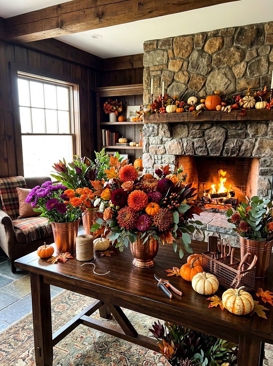 Fall Flower Arrangement - 30 flower arranging party ideas