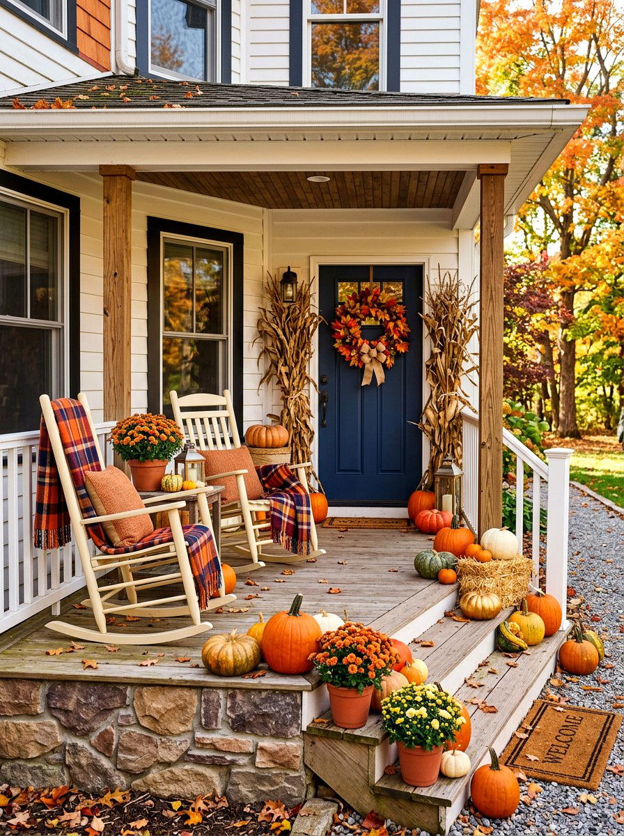 Fall Harvest Front Porch - 30 cozy front porch ideas