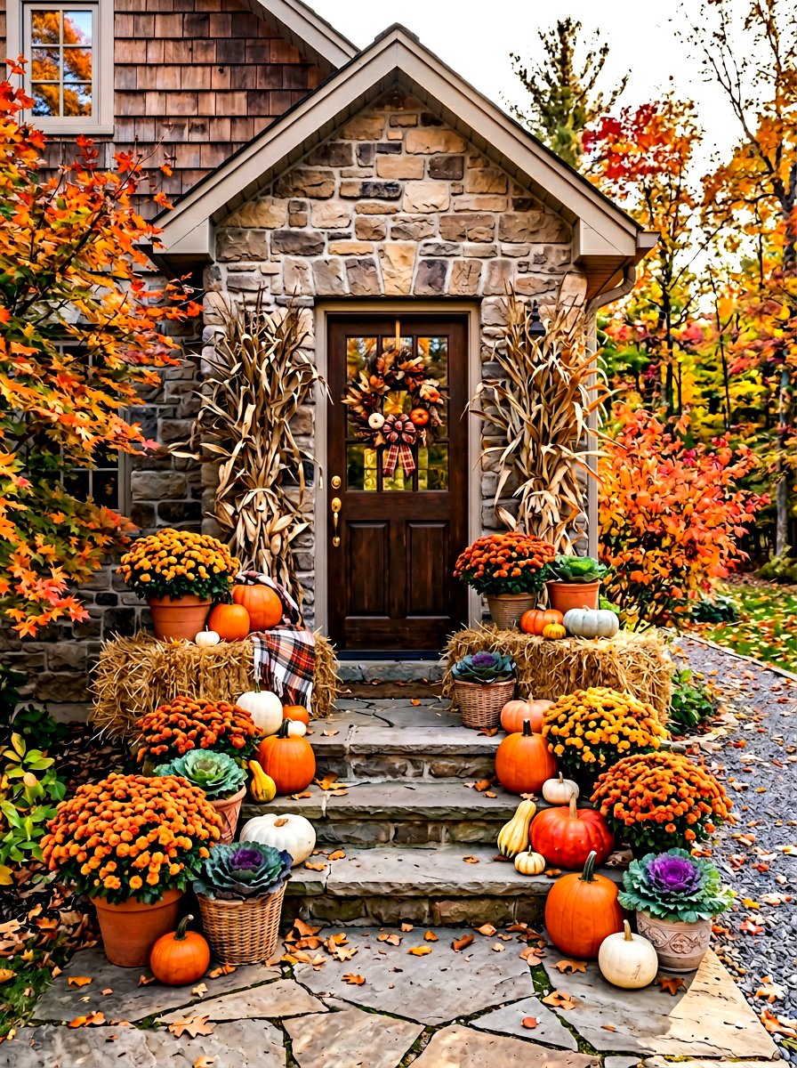 Fall Harvest Front Stoop Decor - 30 front stoop garden ideas