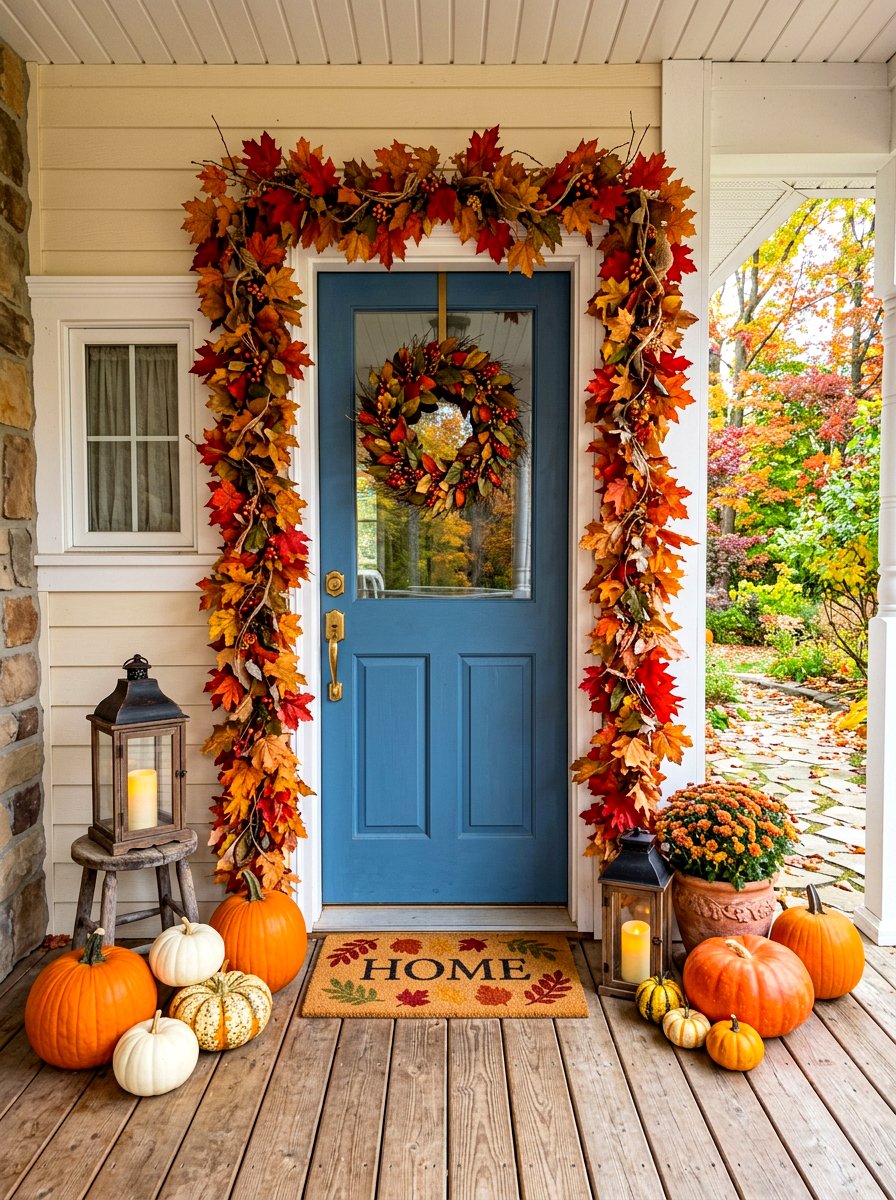 Fall Leaf Garland Porch - 30 natural autumn porch ideas