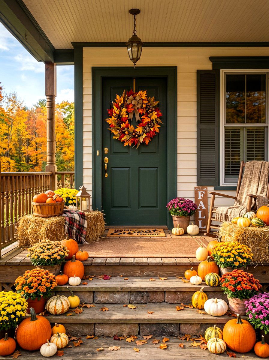 Fall Leaf Wreath - 30 door wreath ideas