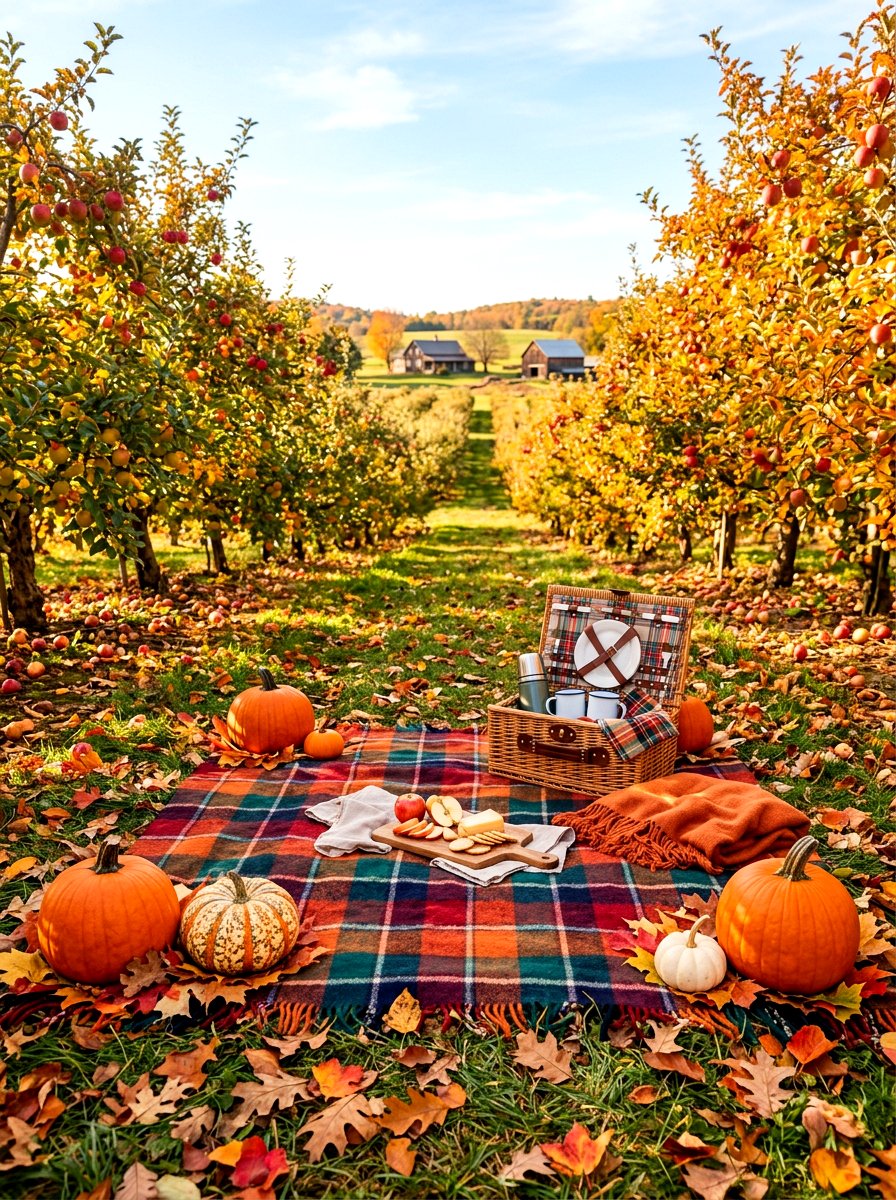 Fall Picnic With Pumpkin Anchors - 30 picnic blanket corner ideas