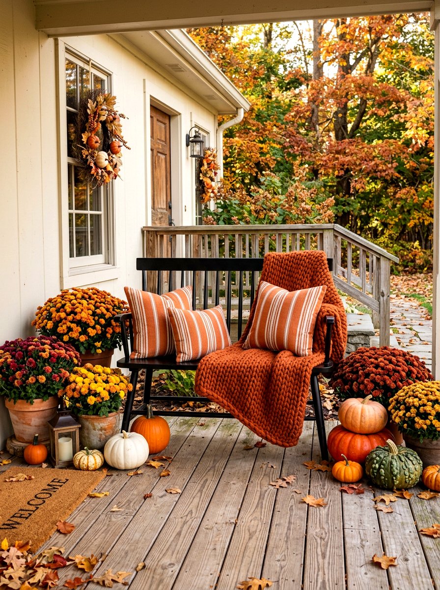 Fall Porch Bench Styling - 30 fall front porch ideas
