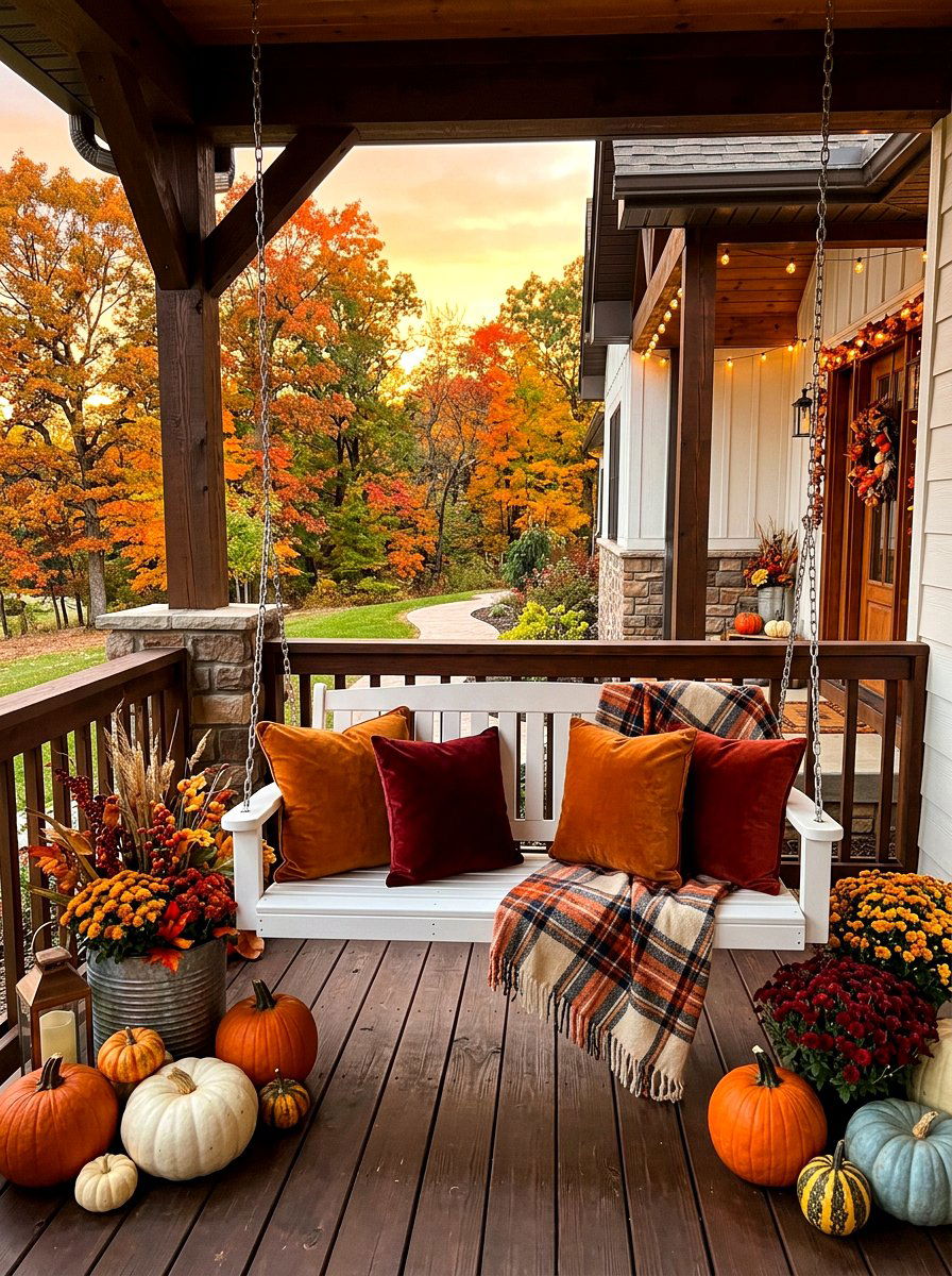 Fall Porch Swing Decor - 30 fall front porch ideas