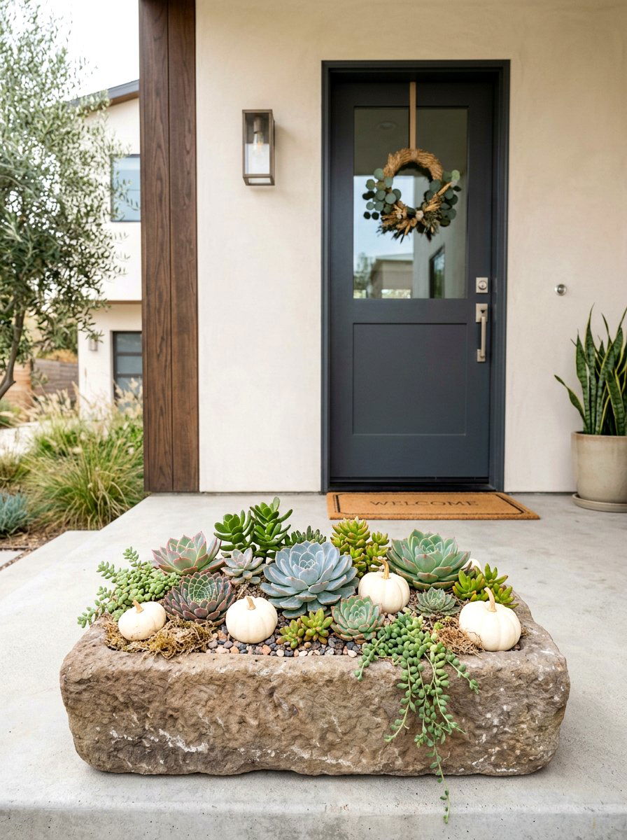 Fall Succulent Garden - 30 fall porch planter ideas