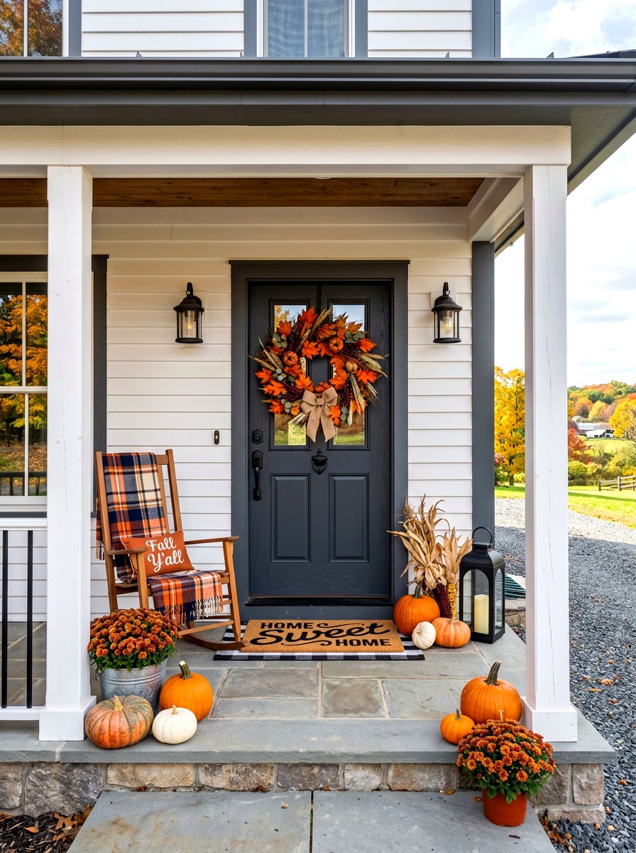 Fall Wreath Front Door - 30 fall entryway decor ideas