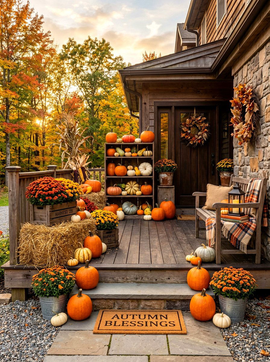 Fall harvest porch - 30 seasonal front porch ideas