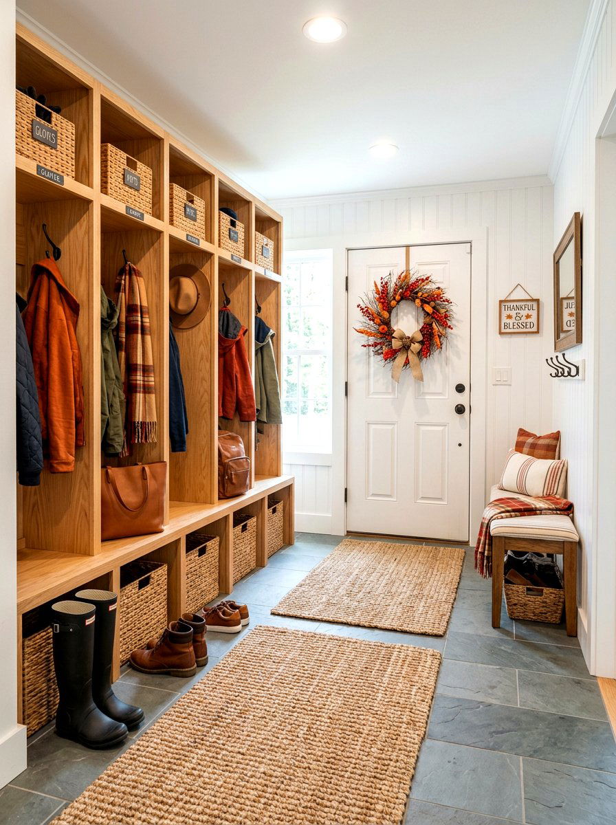 Fall mudroom - 30 cozy fall home decor ideas