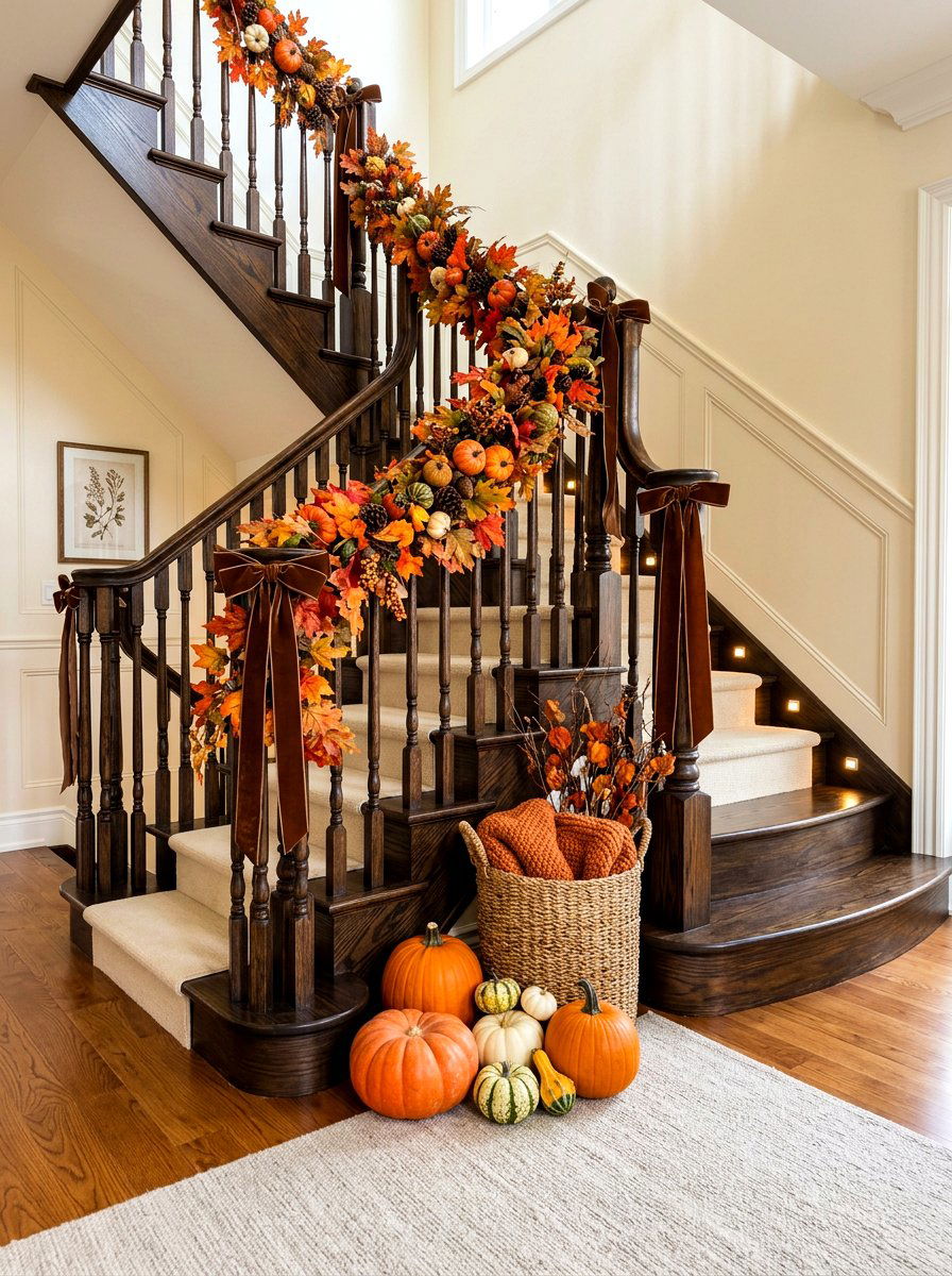 Fall staircase decor - 30 cozy fall home decor ideas