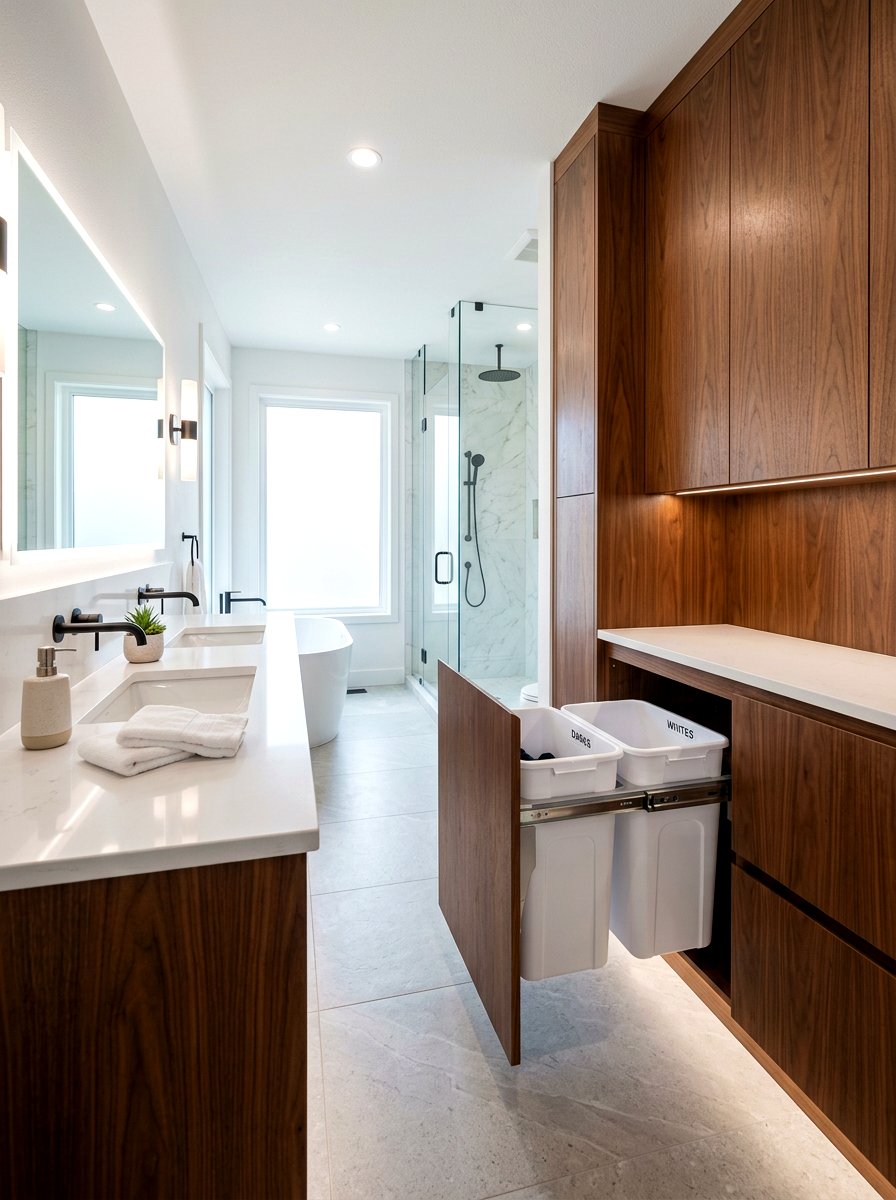 False Front Cabinet Hamper - 30 hidden hamper apartment ideas